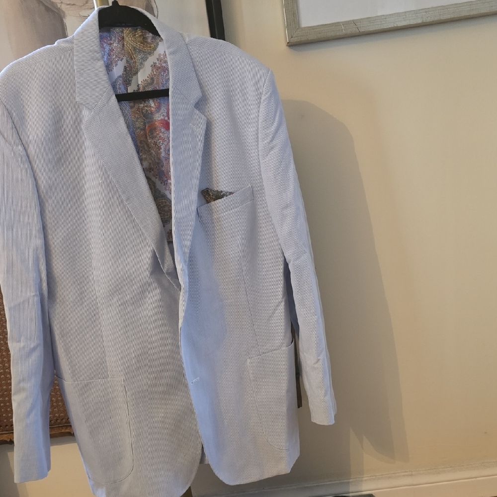 Men's Light Blue Single Breasted Lined Blazer